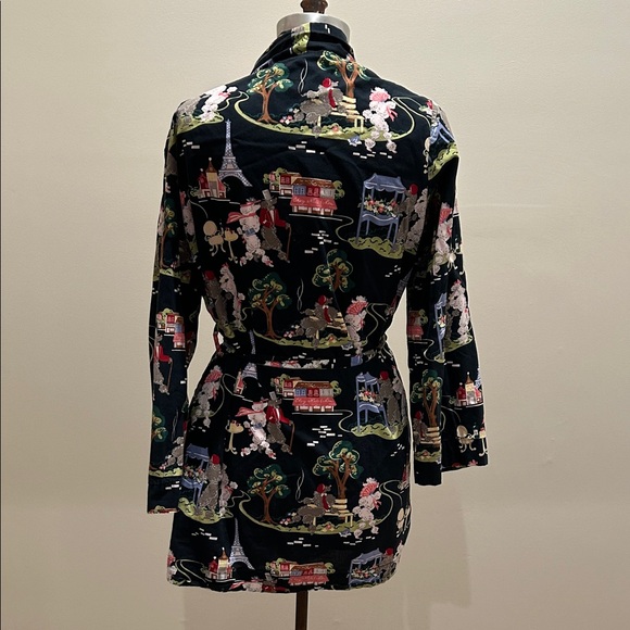 Nick & Nora S/M French Poodles in Paris Robe.  Lined with belt. - Picture 3 of 5